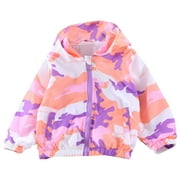Zwiiyzr 2025 3-9Y Toddler Girls Cartoon Jackets Spring Zip Up Kids Lightweight Cute Hooded Windbreaker Jacket Outerwear with Hood Multicolor